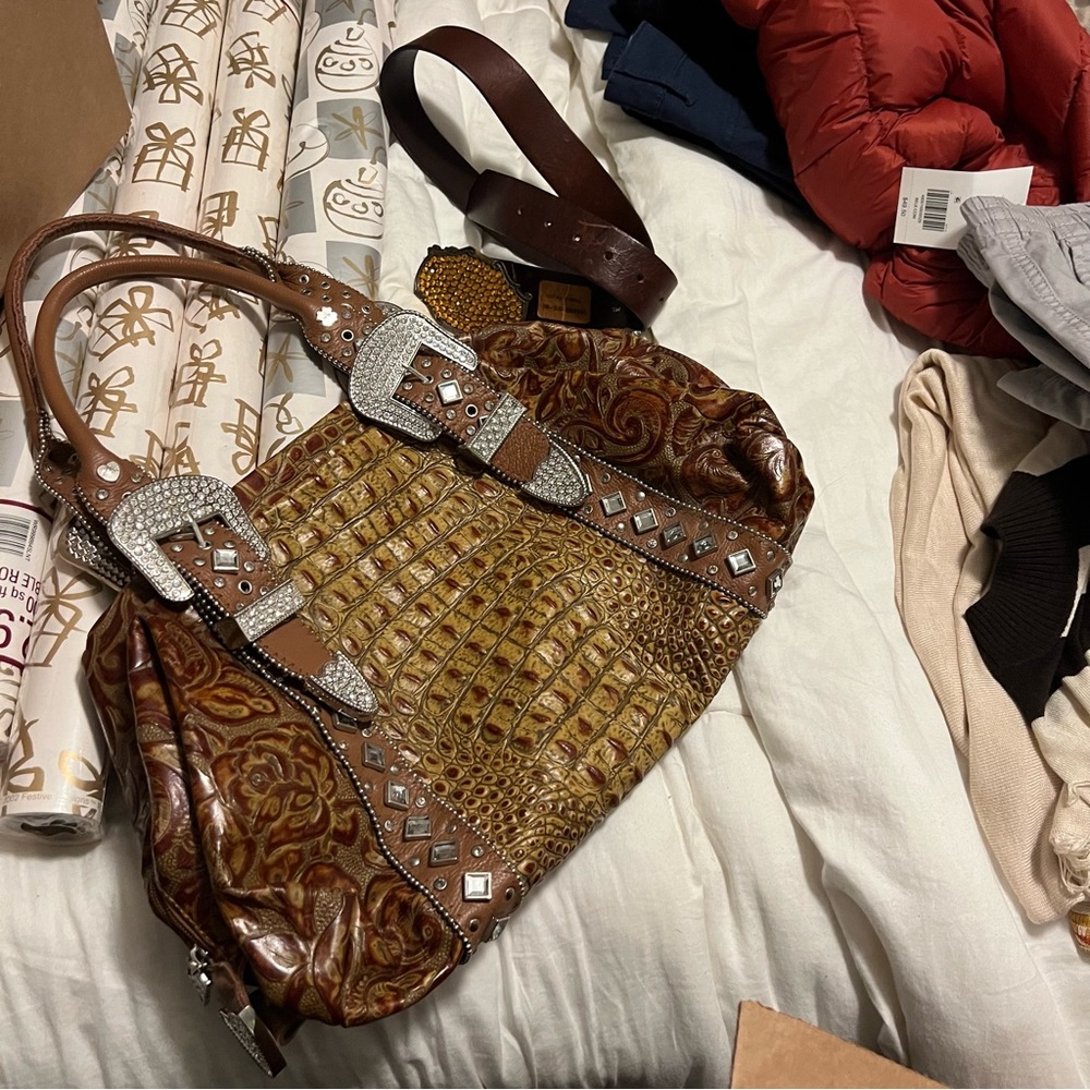 Leather Bejeweled Purse